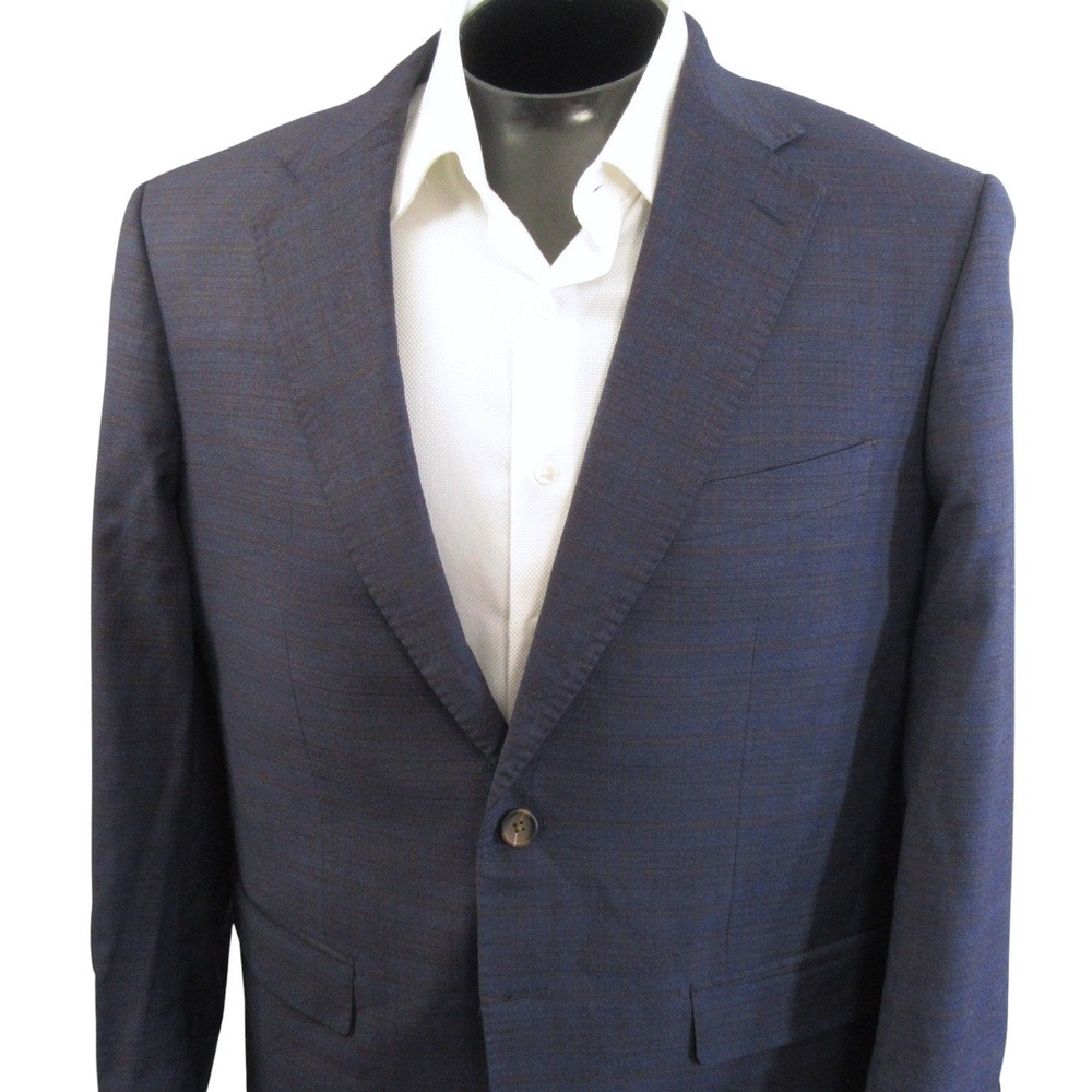 MaxDavoli Blazer 44R Blue Check Moderno Reda 150s Wool Sport Coat Double Vent